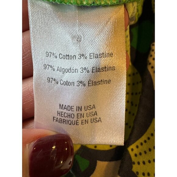 Autumn Adeigbo Shorts Women 2 Green Scalloped Fan Print High Waist Debbie Shorts - Picture 9 of 10